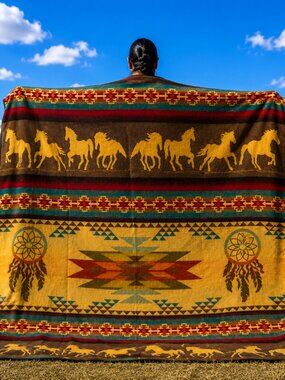 Handwoven Queen Alpaca Blanket | Native American Western Southwestern Home Decor